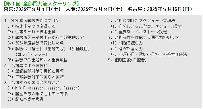 1回スクーリング内容